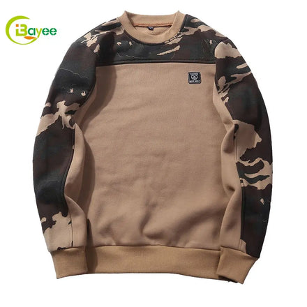 Custom Embossed Logo Pullover Sweatshirt Oversize Crew Neck Heavy Men Camouflage Sweatshirt