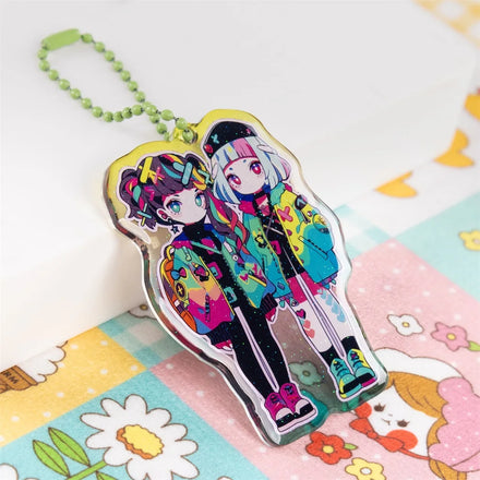 Custom Double Sided Printing Transparent Acrylic Keychain Cartoon Holographic Acrylic Charm