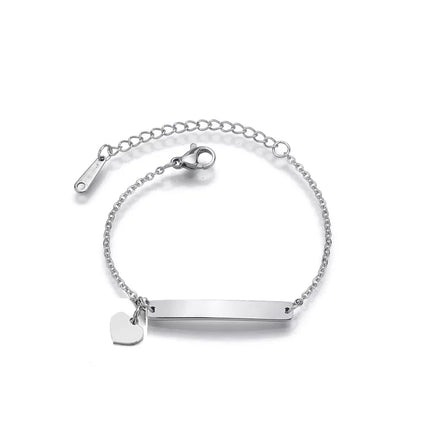Personalized Customized Engraved Diy Custom Name Bracelet Stainless Steel Bar Bracelet