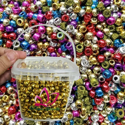 1000PCS Electroplate Pony Hair Beads Acrylic Beads Wholesale 6x9mm Barrelled Hair Beads for Kids Hair Accessories