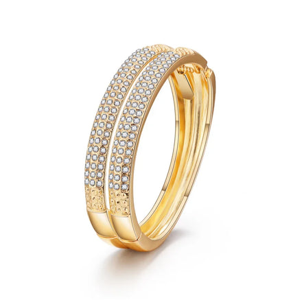 High-Quality Crystal Bracelet Fashion Accessories for Woman Dinner Wedding Luxury Jewelry Wide Hand Bangles