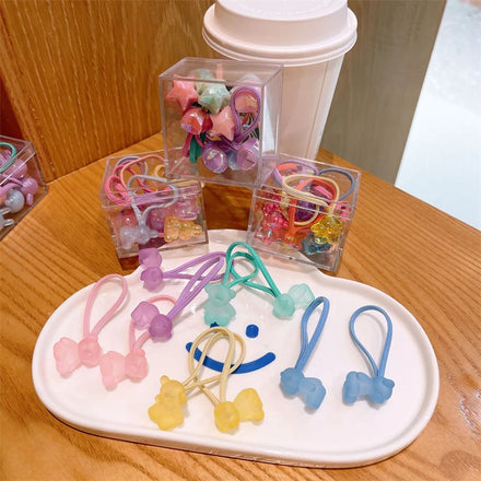 10PCS/Set 2022 Cute Translucent Candy Color Elastic Kids Hair Ties Set Plastic Hair Tie for Girls