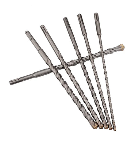 SDS Plus Masonry Crosshead Twin Spiral W Flute Drill Bits 6/8/10/12/14/16mm 40Cr YG8C Tip HRC48-52 Hard Stone & Concrete