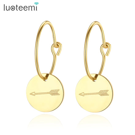SP-LAM Gold Hoop Stainless Steel Round Dangle Girl Woman Earing Party Charm Women Fashion Earring