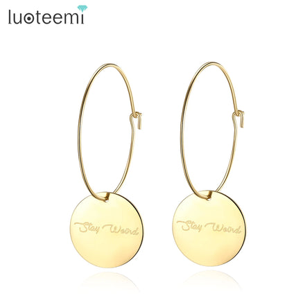 SP-LAM Gold Hoop Earring Stainless Steel Huggie Round Fashion Jewellery Unique Woman Drop Party Earring for Woman