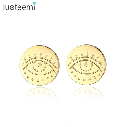 SP-LAM Eye Design Stainless Steel Stud Earring for Women Vacuum Plating Jewelry Stainless Steel Gold Earrings