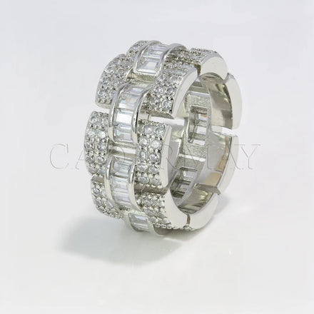 Cadermay Fashion Shiny Dainty Square Weave 925 Sliver Gold Plated Ring Gems Full Filled Moissanite Diamond Trendy Eternity Ring