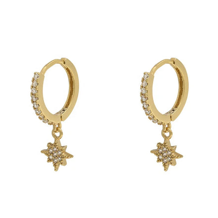 Milskye Light Luxury Fashion Jewelry 18k Gold Plated 925 Silver Cz starburst Charm Earrings