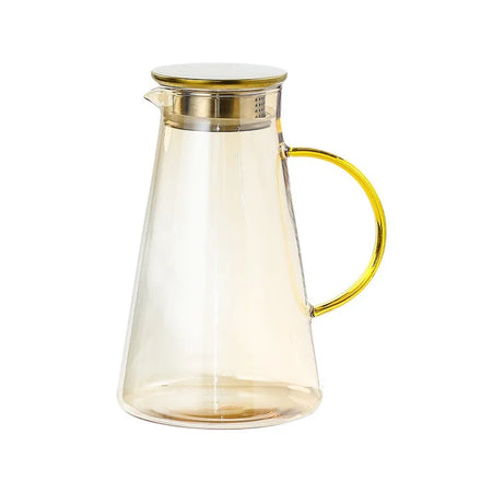 Hxglass 1.9L 1.44L Amber Glass Jug Borosil Water Jug With PP Lid for Hot and Cold Water Custom logo Water Kettle