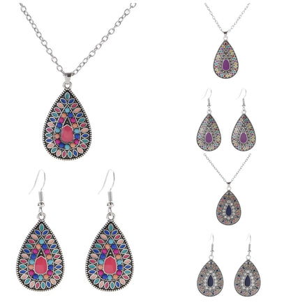 New Fashion Tibetan Buddhism Style Huggie Earrings with CZ Stones Claw Setting Alloy Jewelry Set for Unisex Occasions