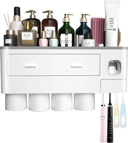 Toothpaste Dispenser Wall Mount Toothbrush Holder for Bathroom Toothbrush Storage Box Toothbrush Slot