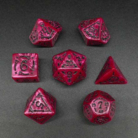 Best Selling Vintage Style Polyhedral DND Dice Set Black Red Acrylic Dice
