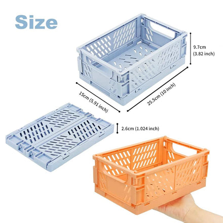 Wholesale OEM ODM Foldable PP Plastic Stackable Desk Organizer Folding Storage Box Desktop Collapsible Basket for Home Office