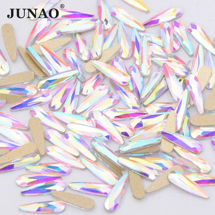 JUNAO Top Quality Wholesale Glass Nail Crystals Heart Flatback Glass Strass Nail Rhinestones for Nail Salon