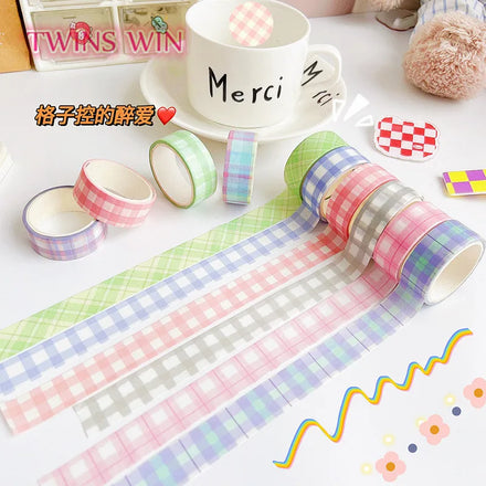 Wholesale Creative New Design Fresh Plaid Pocket Tape Plaid Control Ledger Decoration Adhesive 1023