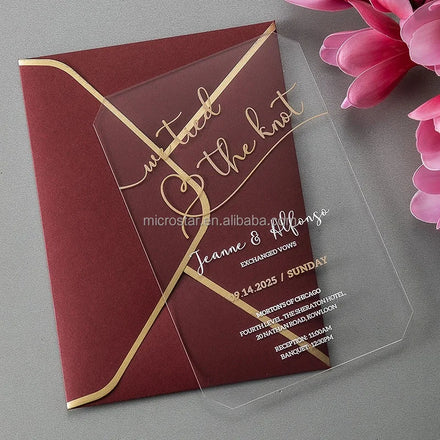 Microstar Custom Clear Acrylic Wedding Invitation Card Wedding Banquet Birthday Invitation Card Greeting Cards