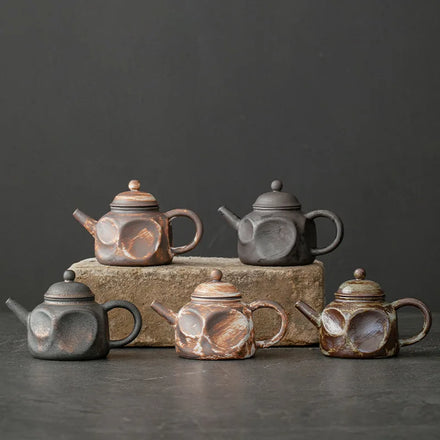 Japanese Style Rough Pottery Small Teapot Vintage Ceramic Single Pot Tea Maker Kung Fu Tea Set