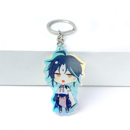 Anime Design DIY Custom Clear Double Print Glitter PVC Waterproof Light Keychain with Strap Epoxy Edge