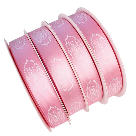 Personalized Customization logo Woven Ribbon Wholesale Custom Gift Box of Flowers Cake Satin Rosette Ribbon