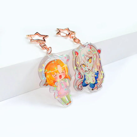 Wholesale Customized Double Sided Personalized Making Clear Logo Charm Anime Holographic Keychain