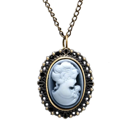 Antique Oval Pocket Watch for Women Vintage Victorian Cameo Locket Necklace Pendant with Chain Gift for Her Birthday Christmas