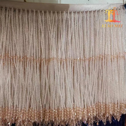 Wholesale Cheap Eco-friendly 100% Polyester Multi-color Handmade Craft Beaded Fringe Tassel Trimming Garment Decorative Curtain