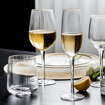 Nordic Clear Crystal Glass Red Wine Cup Golden Edge Juice Cold Drinks Champagne Glasses Party Bar Restaurant Wine Drinking Sets