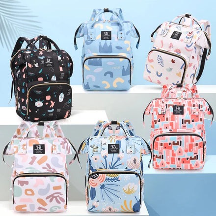 Waterproof Backpack Diaper Bag Baby High Quality Large Capacity Baby Changing Pad Multi Function Patchwork Oxford Mummy Bag