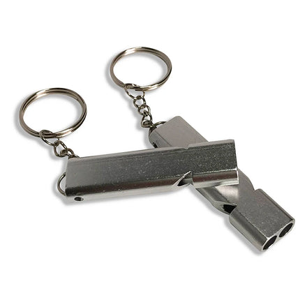 Wholesale in Bulk Outdoor Double Tubes Key Chain Loud Aluminum Emergency Whistle