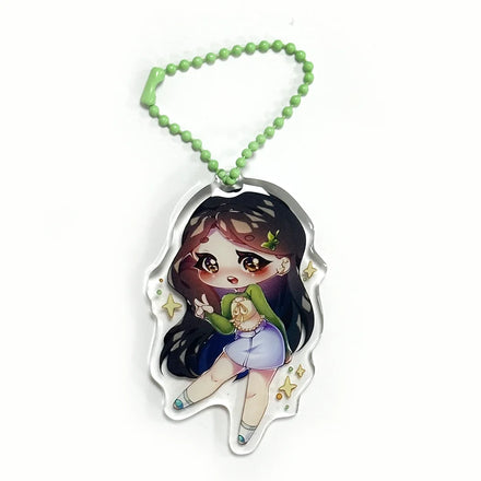 Custom Design Double Sided Printed Plastic Acrylic Charm Keychain Holographic Epoxy