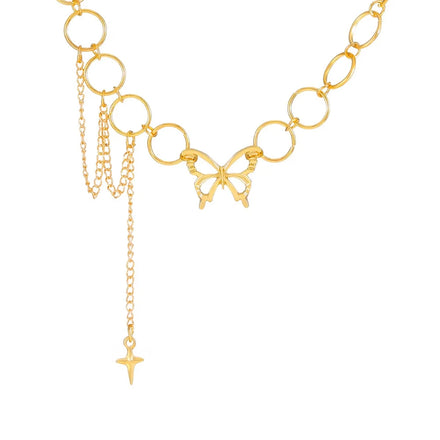Fashion Women Tassel Chain Choker Butterfly Necklace Female Vintage Jewelry