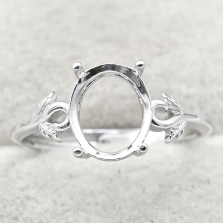 Sterling Silver 8*10mm Semi Mount Ring Frame Empty Blank Support Claws Setting S925 Base Holder Without Center Stone for Inlay