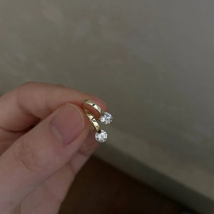 High Polished Hot Fashion 925 Sterling Silver Single Zircon Diamond Hoop Earrings for Women Girls