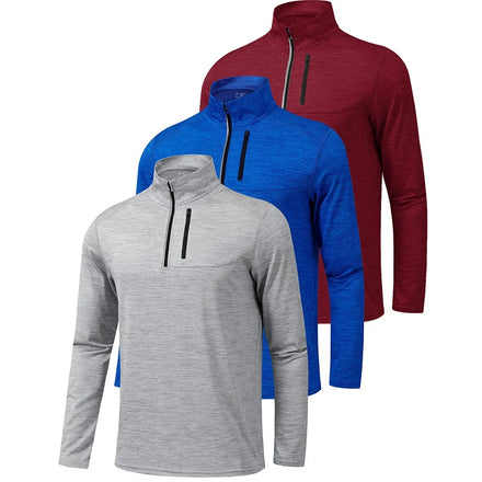 Men's Outdoor Performance 1/4 Zip Collar Golf Pull Over Quick-Dry Custom Tactical Long Sleeve Shirt