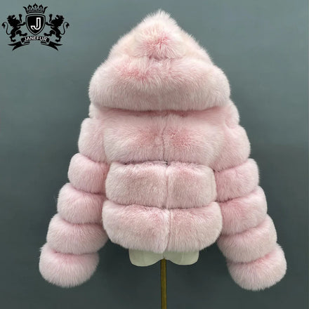 Janefur Fashion Winter Warm Pink Fur Plus Size Jacket Women Natural Fur Outerwear fox Fur Coat Women