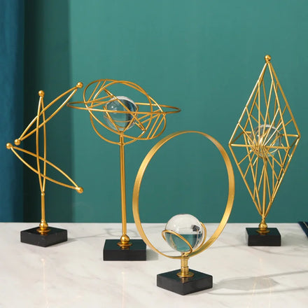 DREA Modern Luxury Home Decoration Interior Metal Art Craft Tabletop Sculpture Crystal Ball Ornaments Decor