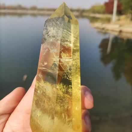 Wholesale Big Size Natural Citrine Quartz Point Energy Tower Crystal for Home Decoration