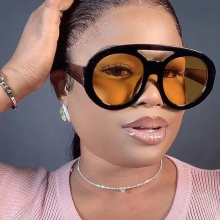 9188 Oversized Gradient Frame Round Yellow Sun Glasses UV400 Vintage Sun Glasses Men Shades Retro 2023 Futuristic Sunglasses