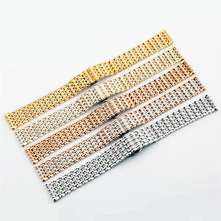 YUNSE 316L Stainless Steel Watch Strap Bands 2.8mm Solid Metal Watch Chain Replacement Watch Bracelets With Butterfly Clasp