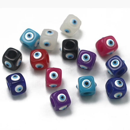 DS Factory Direct Sell Resin Square Evil Eye Beads for Jewelry Making