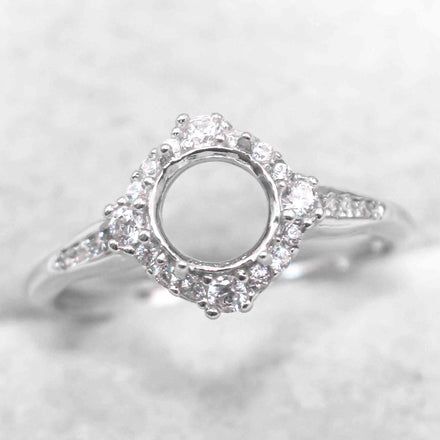 Sterling Silver 5mm/6mm/7mm/8mm Semi Mount Ring Frame Empty Blank Support Setting S925 Base Without Center Stone for Inlay DIY