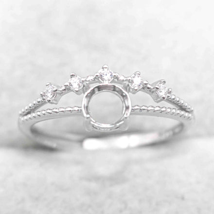 Semi Mount 5mm/6mm Sterling Silver Ring Frame Empty Blank Support Claws Setting S925 Base Without Center Stone for Inlay DIY