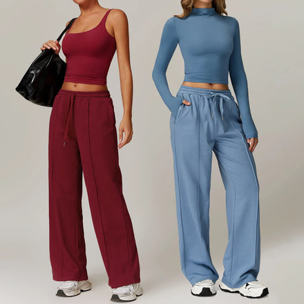 YIYI Leisure Comfortable Athletic Sets Women Drawstring High Waist Jogger Sets Suits Clothes Training Gym Fitness Sportswear