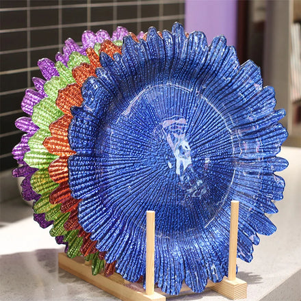 Wholesale 13 Inch 33cm Under Plates Wedding Party Table Decorative Gold Glass Reef Wedding Charger Plates