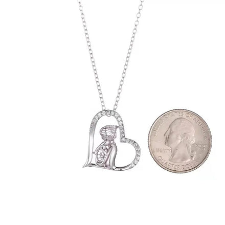 Mothers Day 925 Silver Sterling Mom Pendant Necklace Elegant Mother'S Day Diamond Heart Mom Necklace for Women Gift