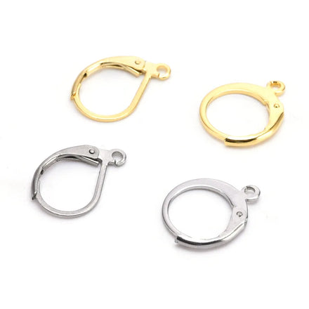 Stainless Steel French Ear Hook Gold Plated Leverback Hoop Earring Findings for Huggie Hoop Earring Jewelry Making