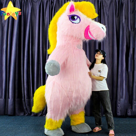 Funtoys Customized Inflatable Rainbow Horse Cartoon Animal Cosplay Mascot Costume Christmas Fursuit for Adult