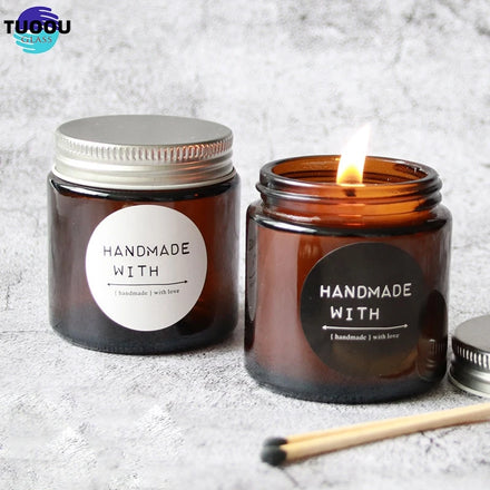 Wholesale Hot Sale Glass Brown Empty Candle Jar With Lid