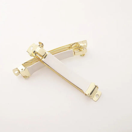 8CM Golden Metal French Barrettes with White Rubber Tube Plain Hairpins for DIY Women Hair Accessories