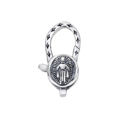 925 Oxidized Sterling Silver Lobster Claw Jewelry Claps 925 Religious Pendant Lock for Bracelets